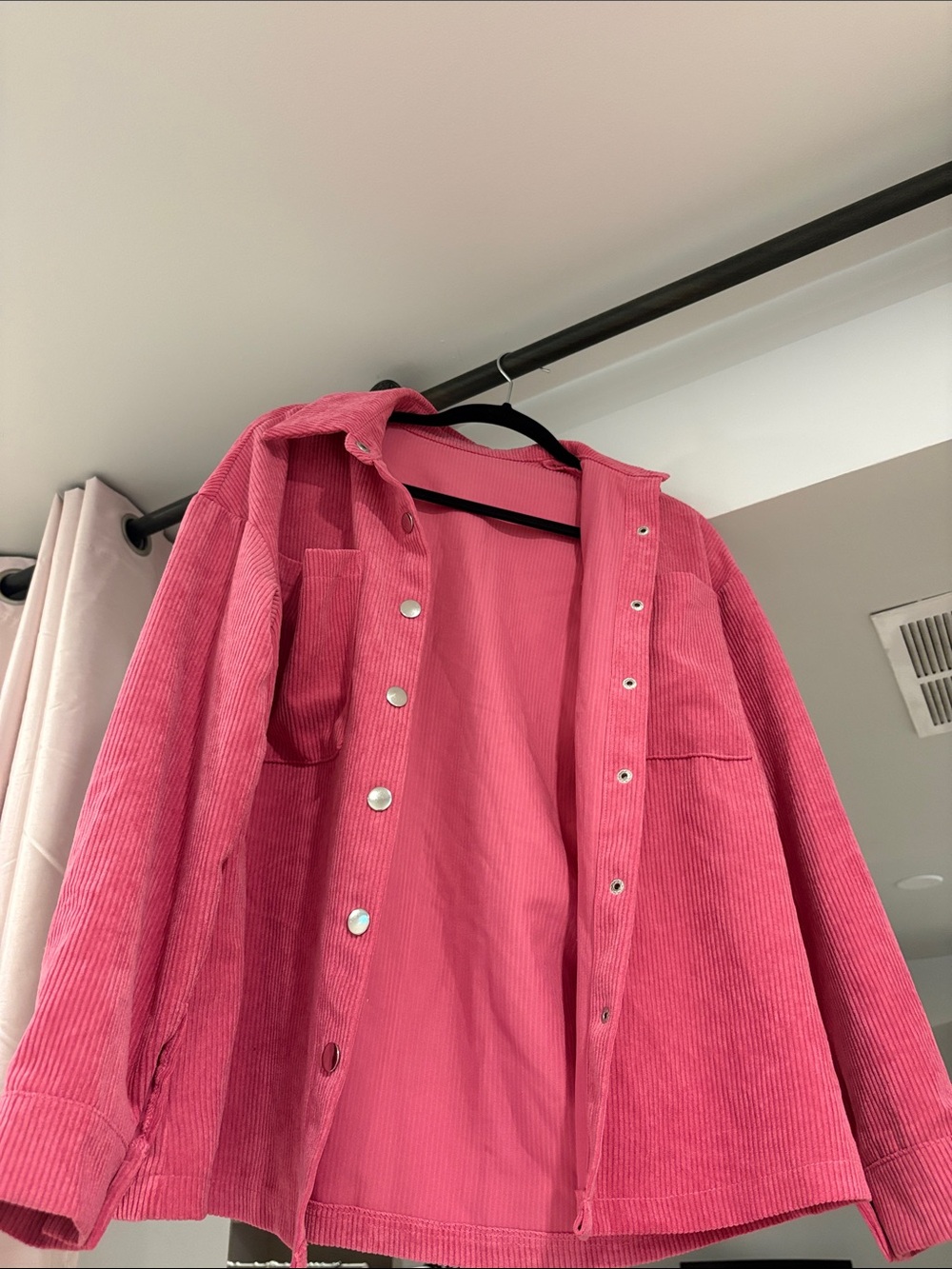 Hot Pink Corduroy Snap-Front Jacket